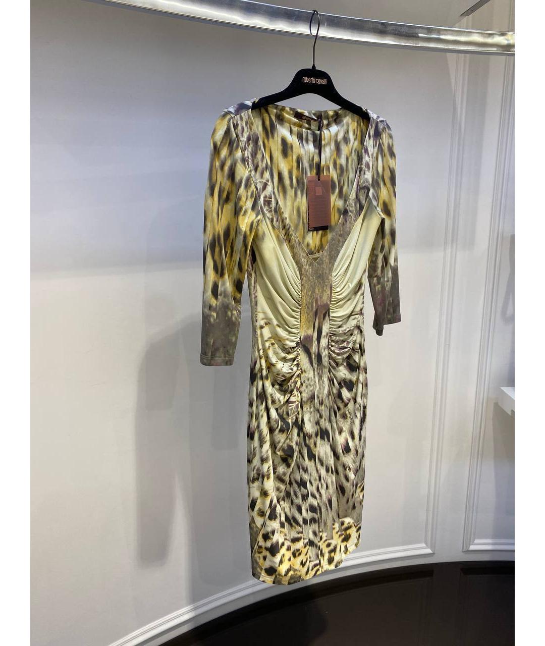 ROBERTO CAVALLI Желтое полиамидовое вечернее платье, фото 2