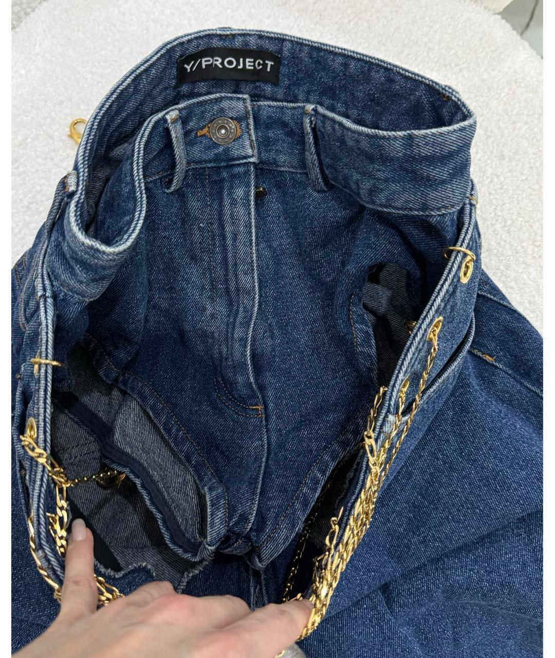 Y/PROJECT Темно-синие хлопковые прямые джинсы, фото 5
