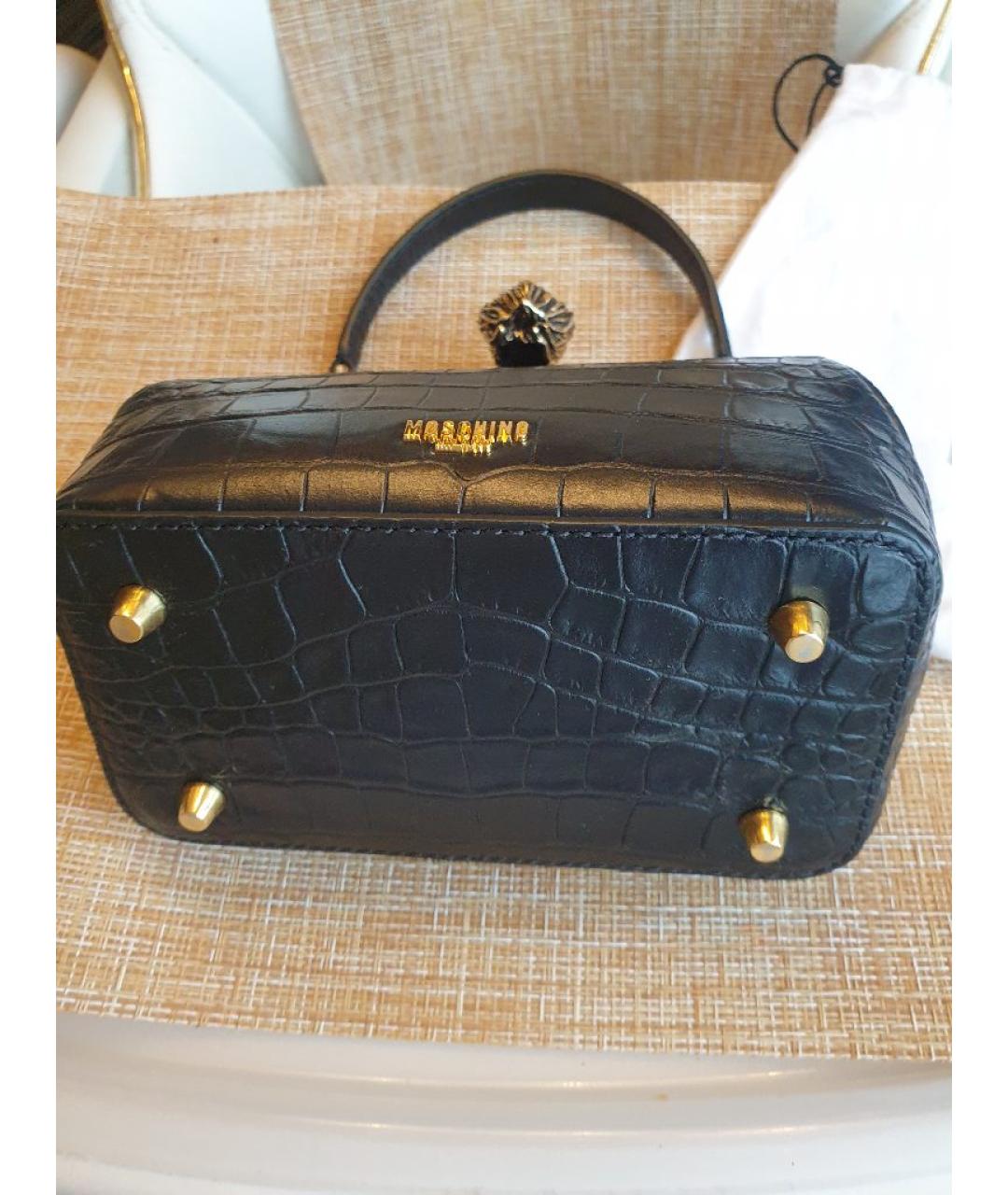 MOSCHINO Черная кожаная сумка с короткими ручками, фото 3