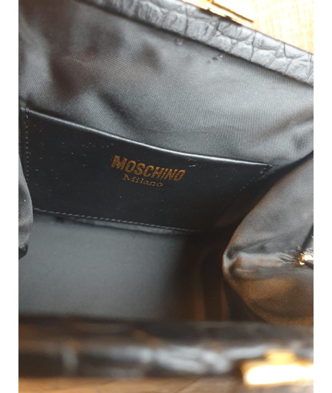 MOSCHINO Черная кожаная сумка с короткими ручками, фото 4