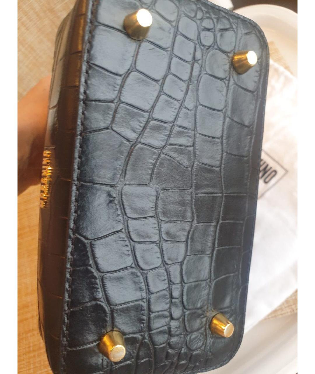 MOSCHINO Черная кожаная сумка с короткими ручками, фото 7