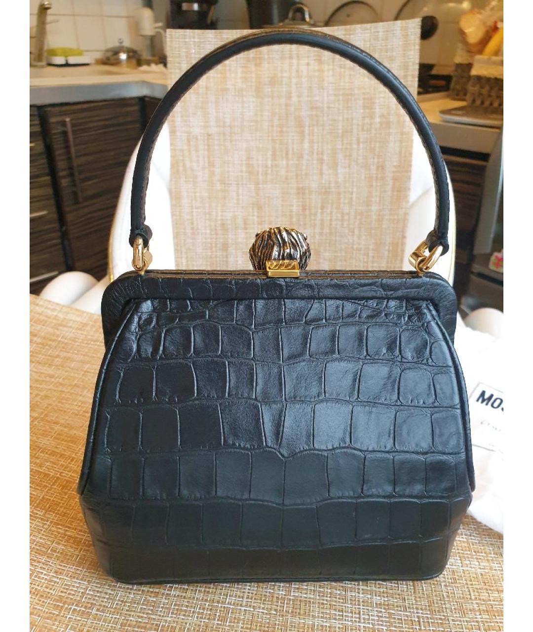 MOSCHINO Черная кожаная сумка с короткими ручками, фото 2