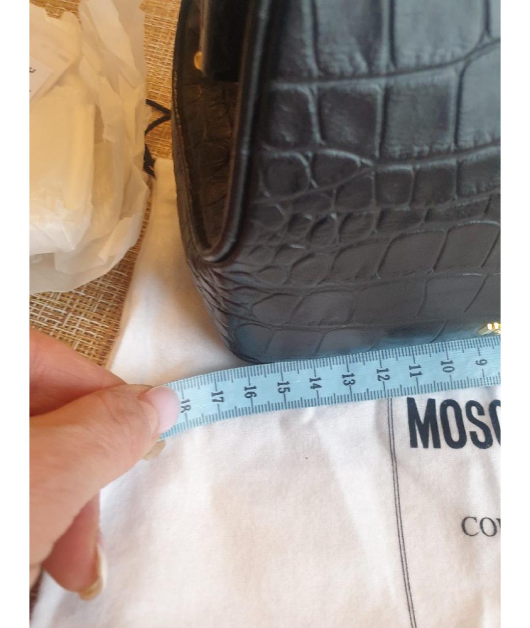 MOSCHINO Черная кожаная сумка с короткими ручками, фото 6