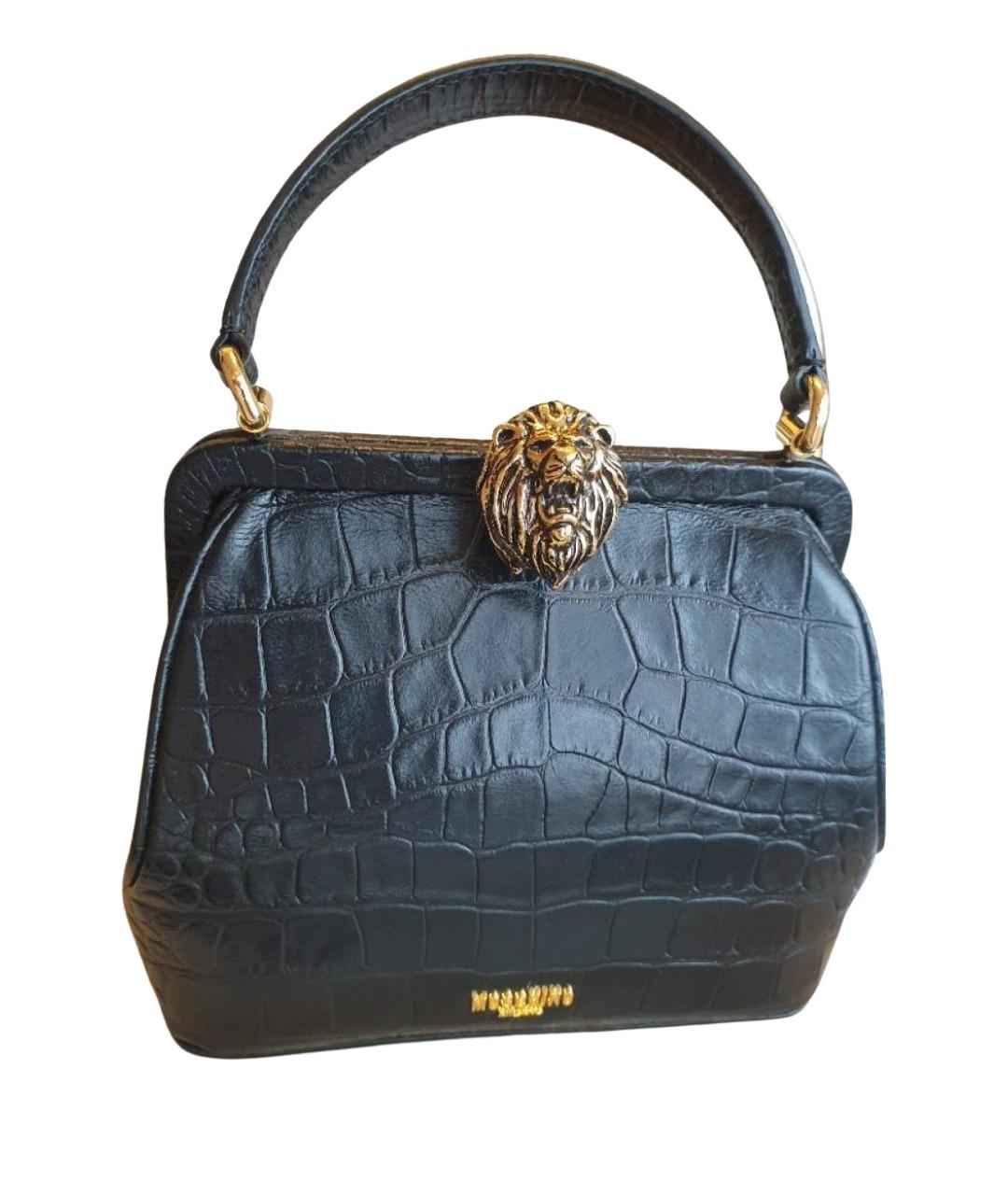 MOSCHINO Черная кожаная сумка с короткими ручками, фото 1