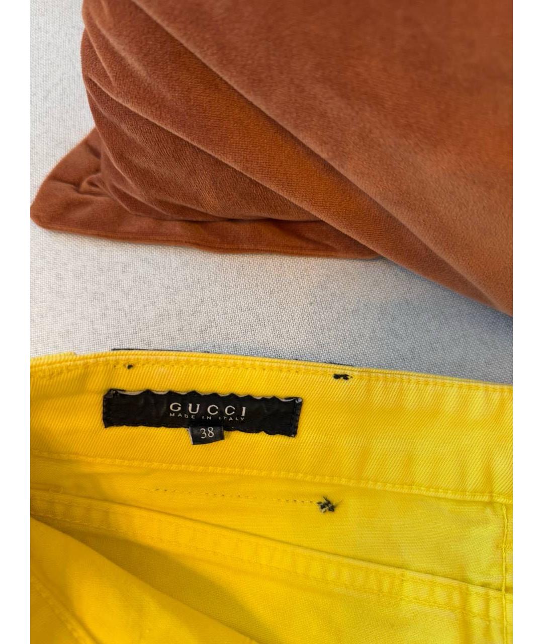 GUCCI Желтая хлопковая юбка мини, фото 3