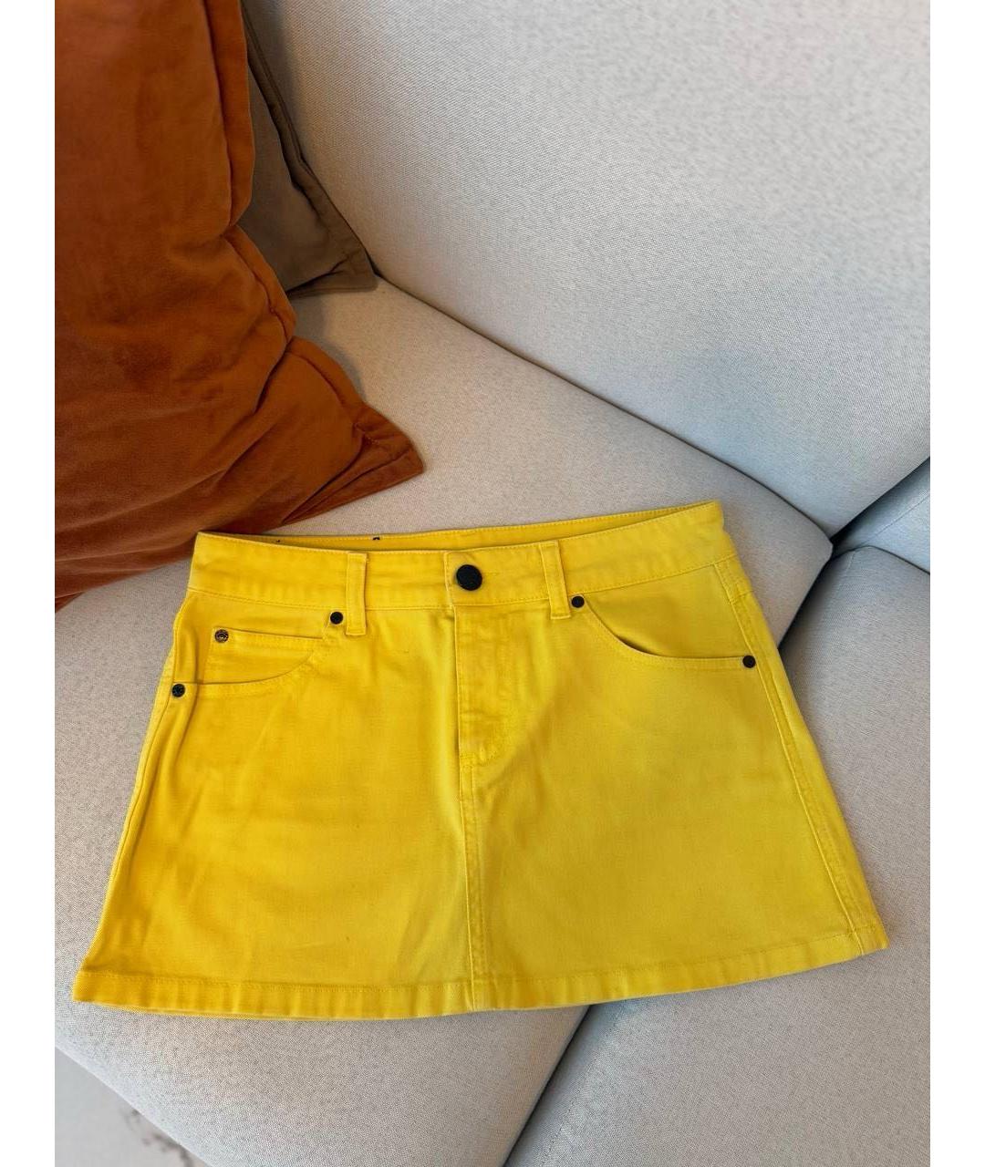 GUCCI Желтая хлопковая юбка мини, фото 7