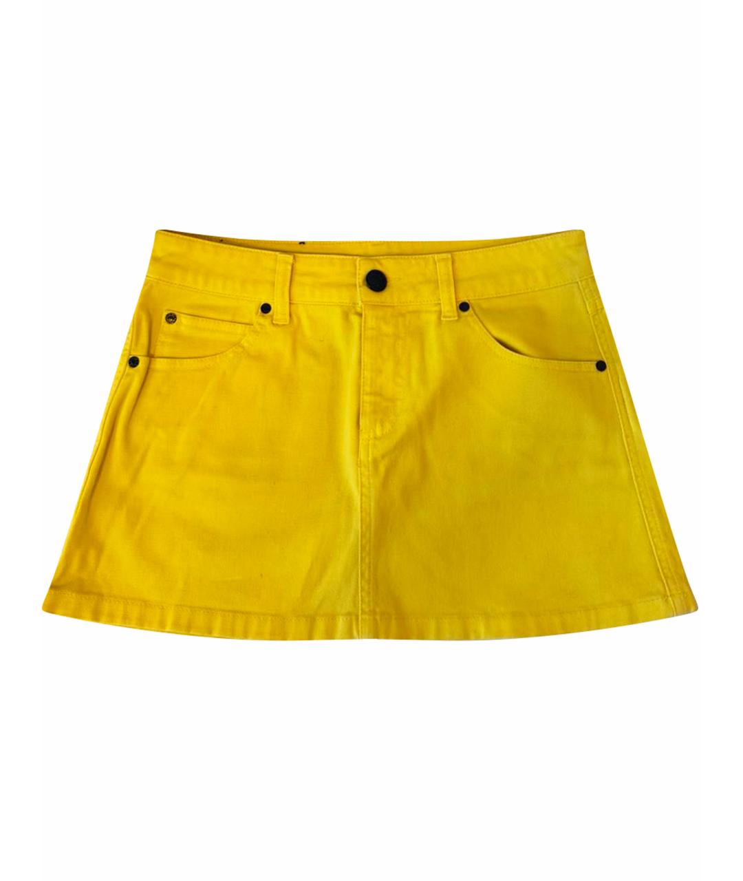 GUCCI Желтая хлопковая юбка мини, фото 1