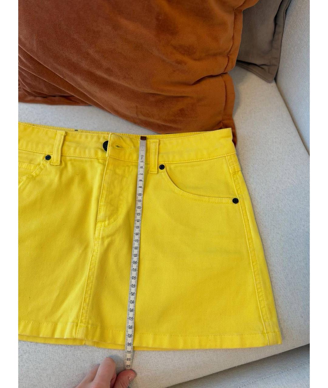 GUCCI Желтая хлопковая юбка мини, фото 4