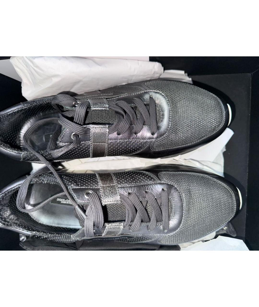 DOLCE&GABBANA Серые текстильные низкие кроссовки / кеды, фото 5