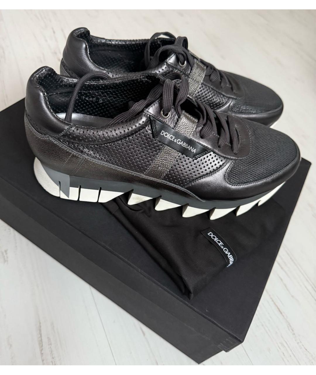 DOLCE&GABBANA Серые текстильные низкие кроссовки / кеды, фото 7