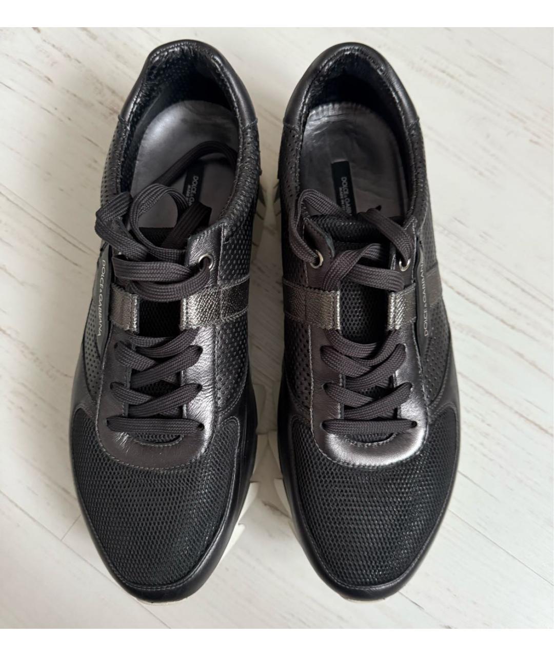 DOLCE&GABBANA Серые текстильные низкие кроссовки / кеды, фото 3