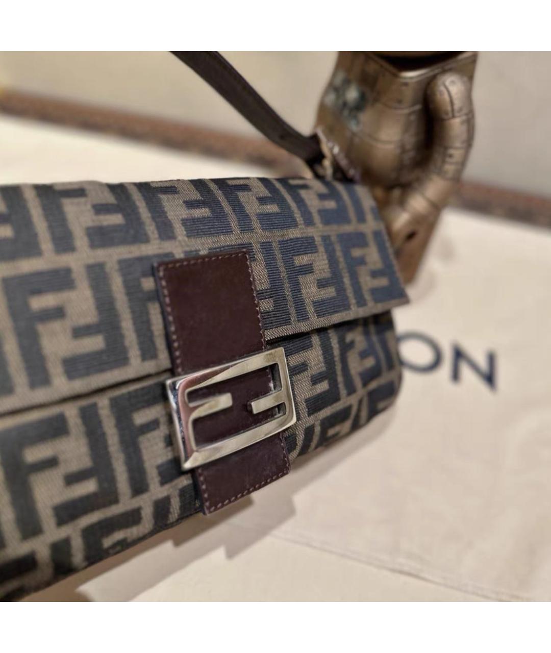 FENDI Коричневая жаккардовая сумка через плечо, фото 3