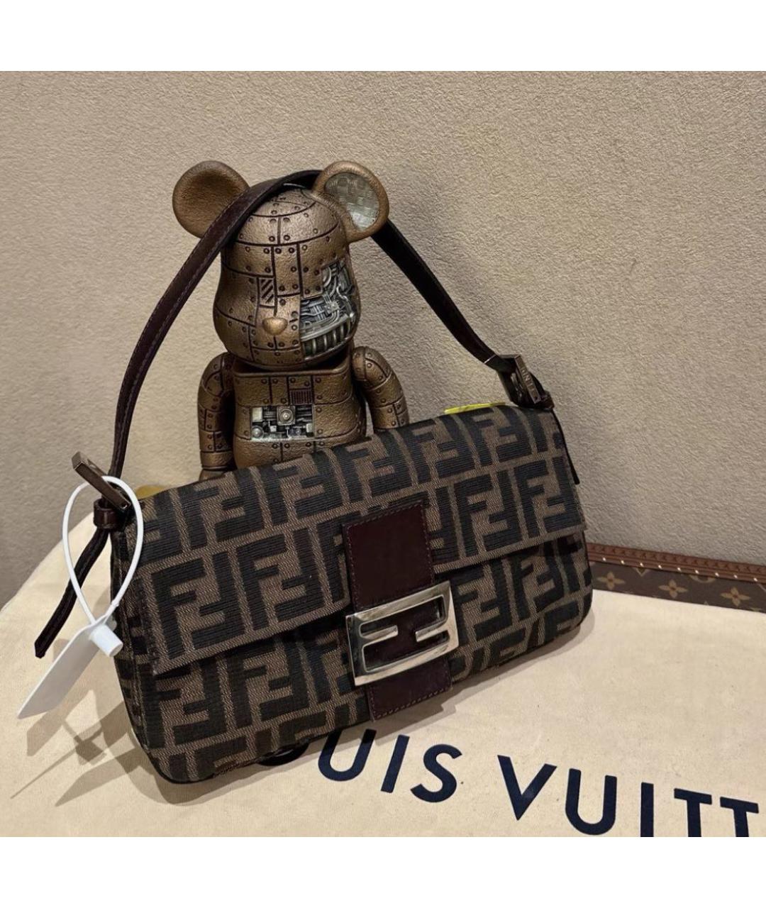 FENDI Коричневая жаккардовая сумка через плечо, фото 2