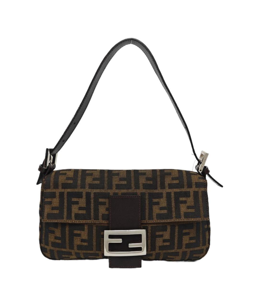 FENDI Коричневая жаккардовая сумка через плечо, фото 1