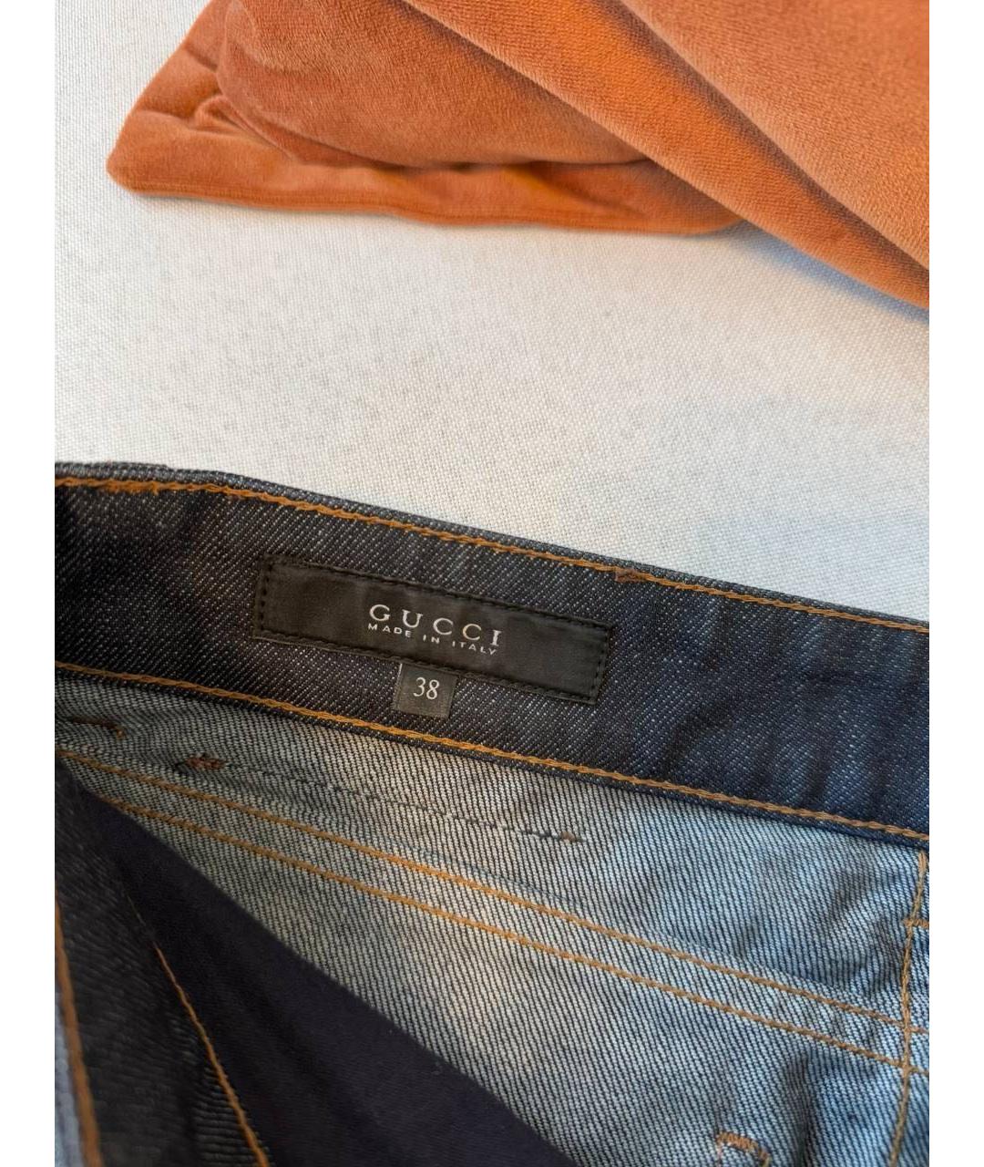 GUCCI Темно-синяя хлопковая юбка мини, фото 3