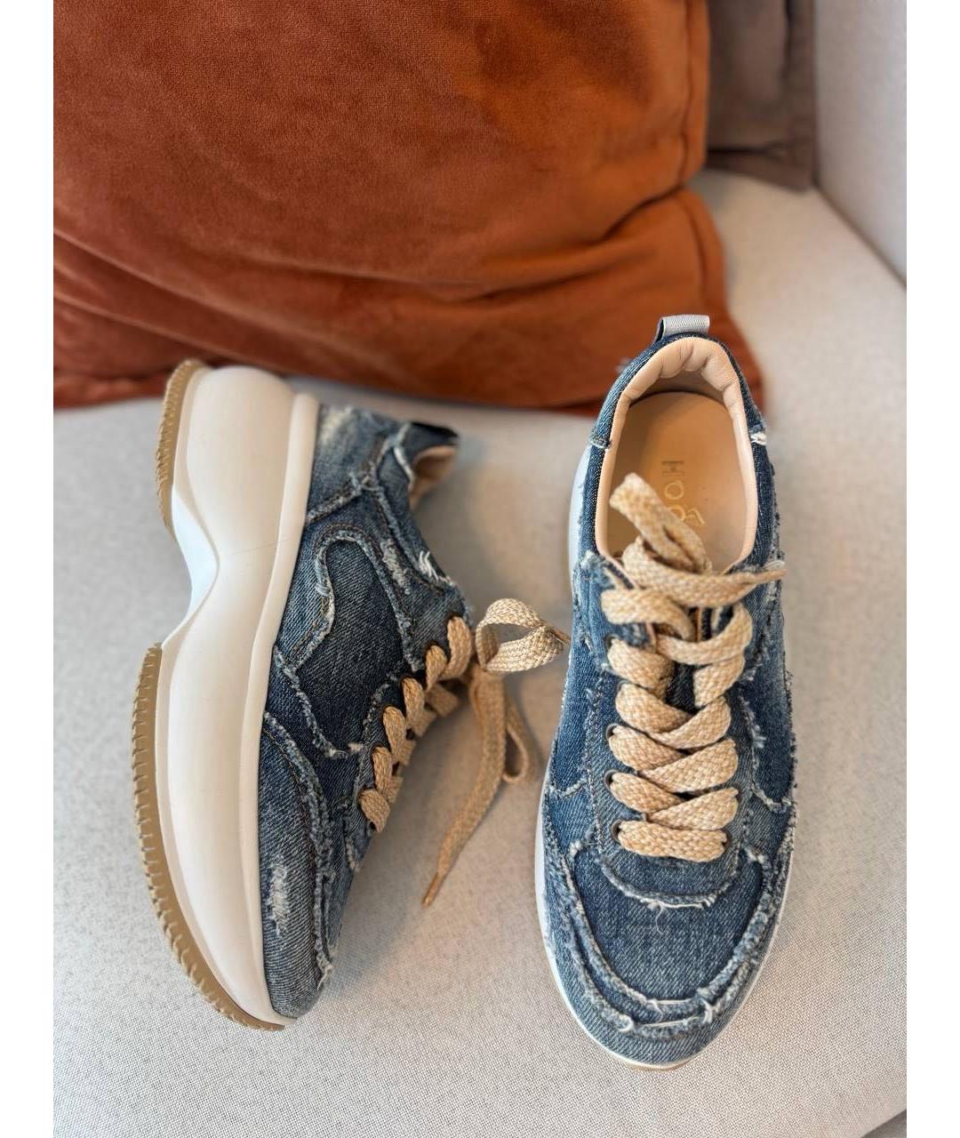 HOGAN Синие текстильные кроссовки, фото 6