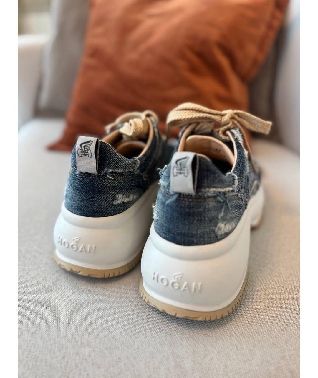 HOGAN Синие текстильные кроссовки, фото 3