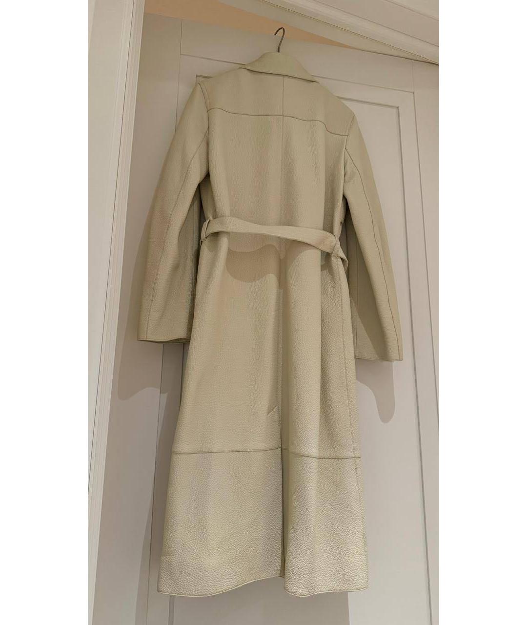 HERMES Бежевый кожаный тренч/плащ, фото 4