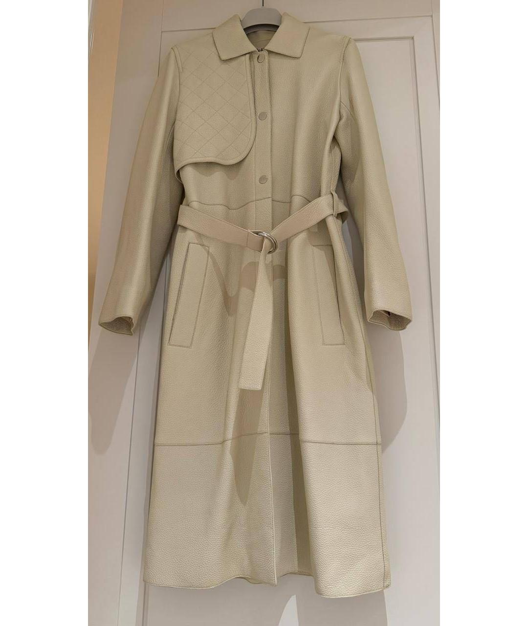 HERMES Бежевый кожаный тренч/плащ, фото 6