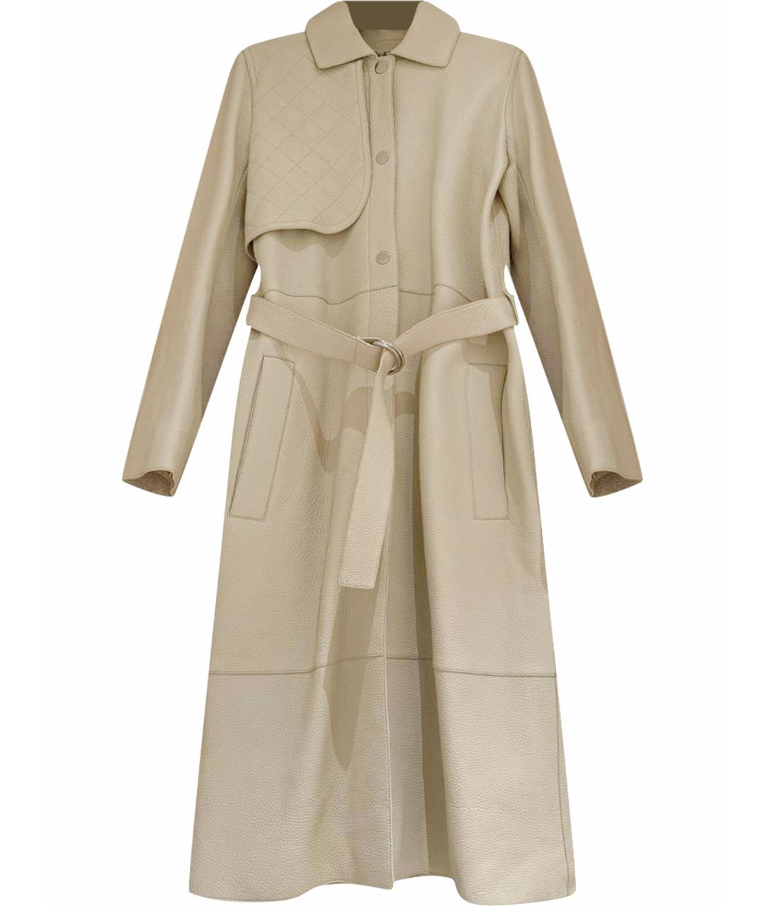 HERMES Бежевый кожаный тренч/плащ, фото 1