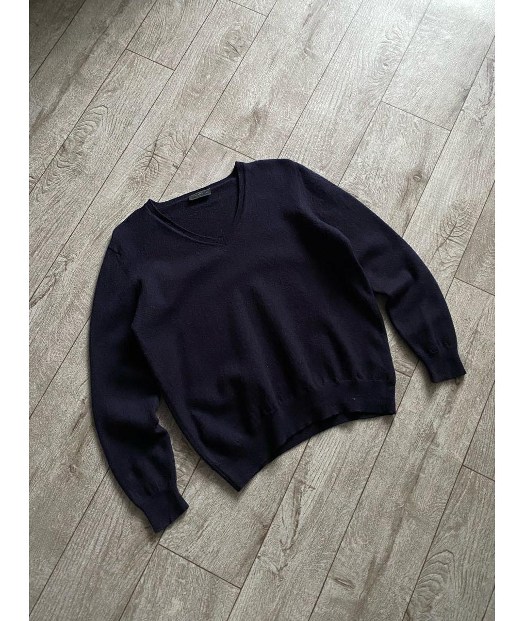 PRADA Темно-синий шерстяной джемпер / свитер, фото 3