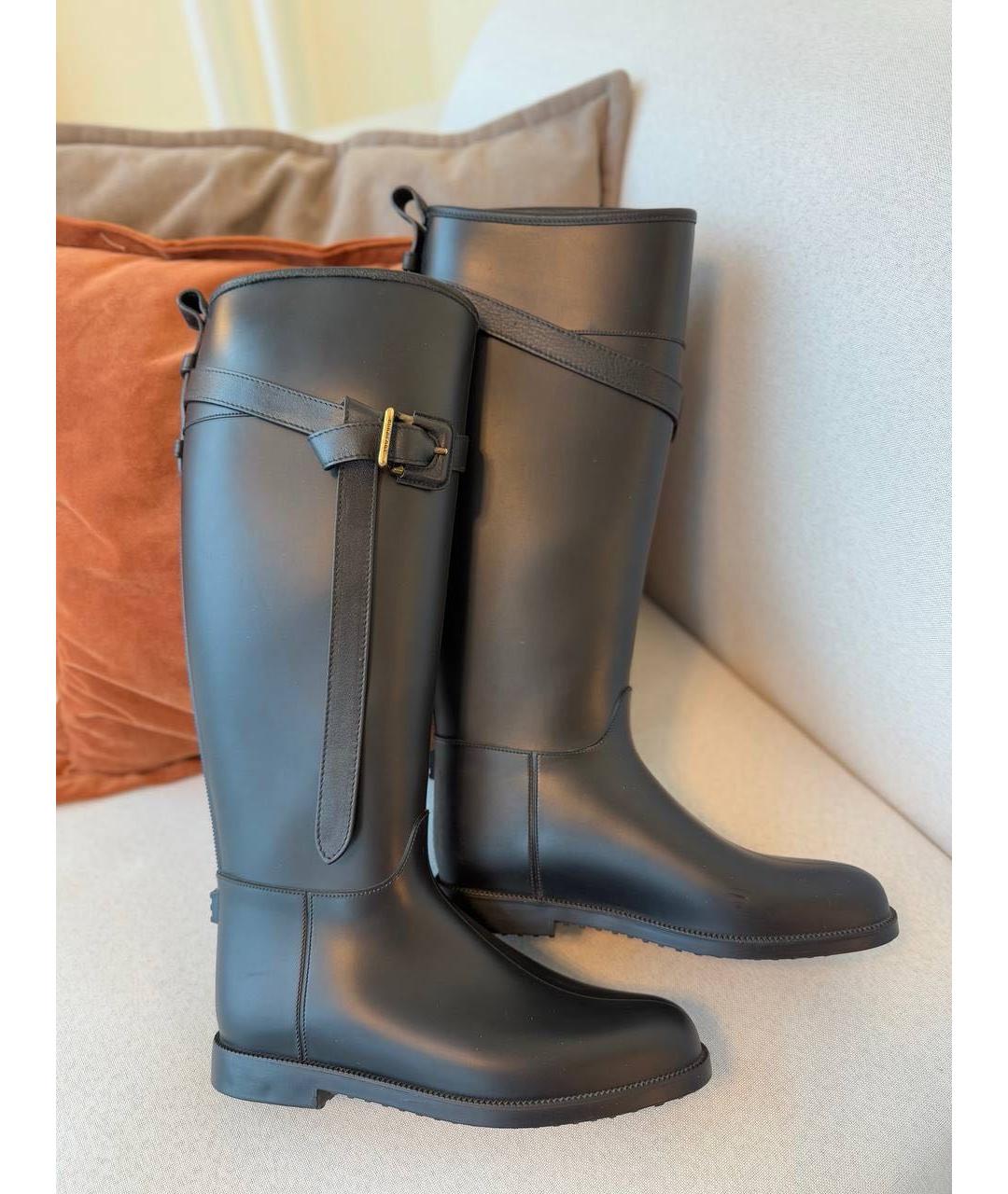 BURBERRY Черные кожаные сапоги, фото 7