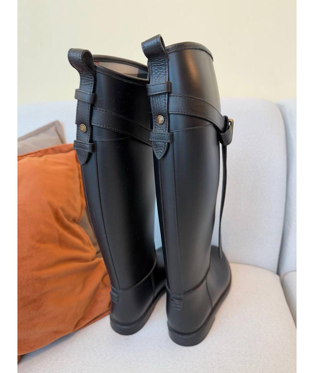 BURBERRY Черные кожаные сапоги, фото 3