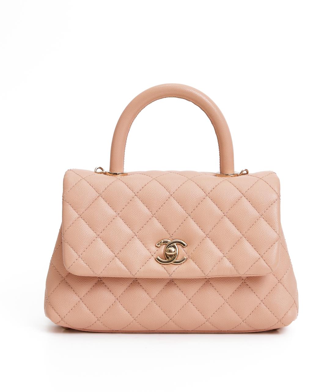 CHANEL Розовая кожаная сумка с короткими ручками, фото 1