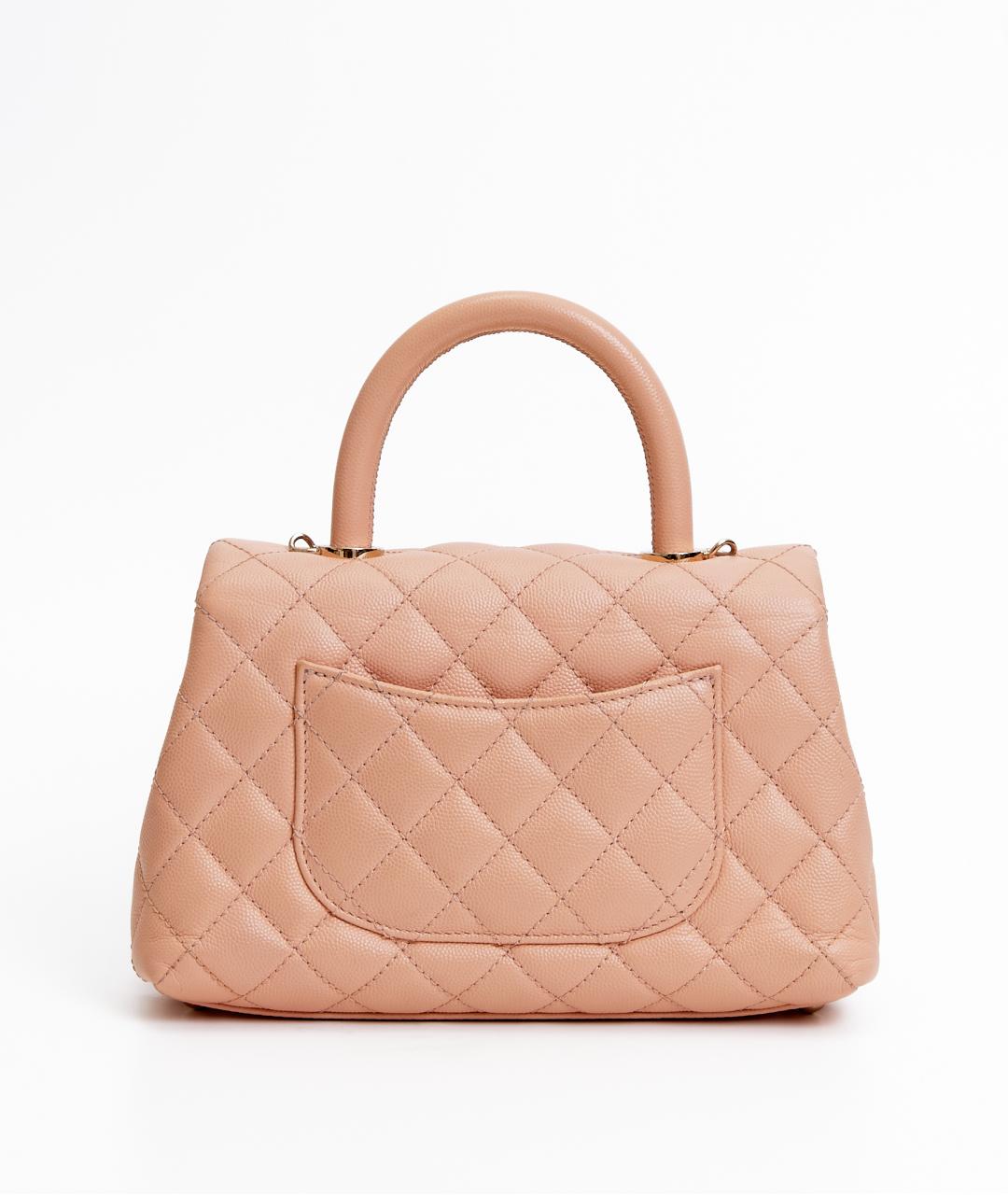 CHANEL Розовая кожаная сумка с короткими ручками, фото 6