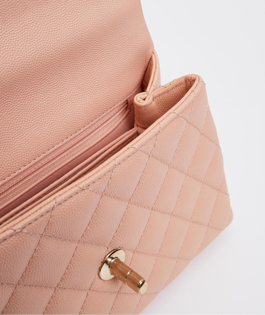 CHANEL Розовая кожаная сумка с короткими ручками, фото 8