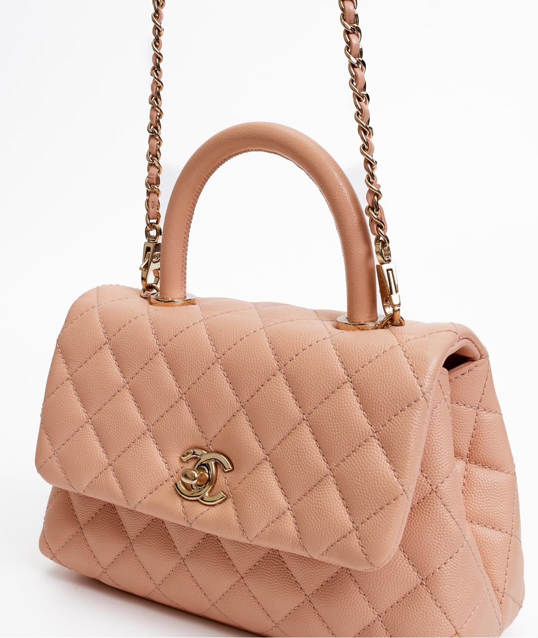 CHANEL Розовая кожаная сумка с короткими ручками, фото 2