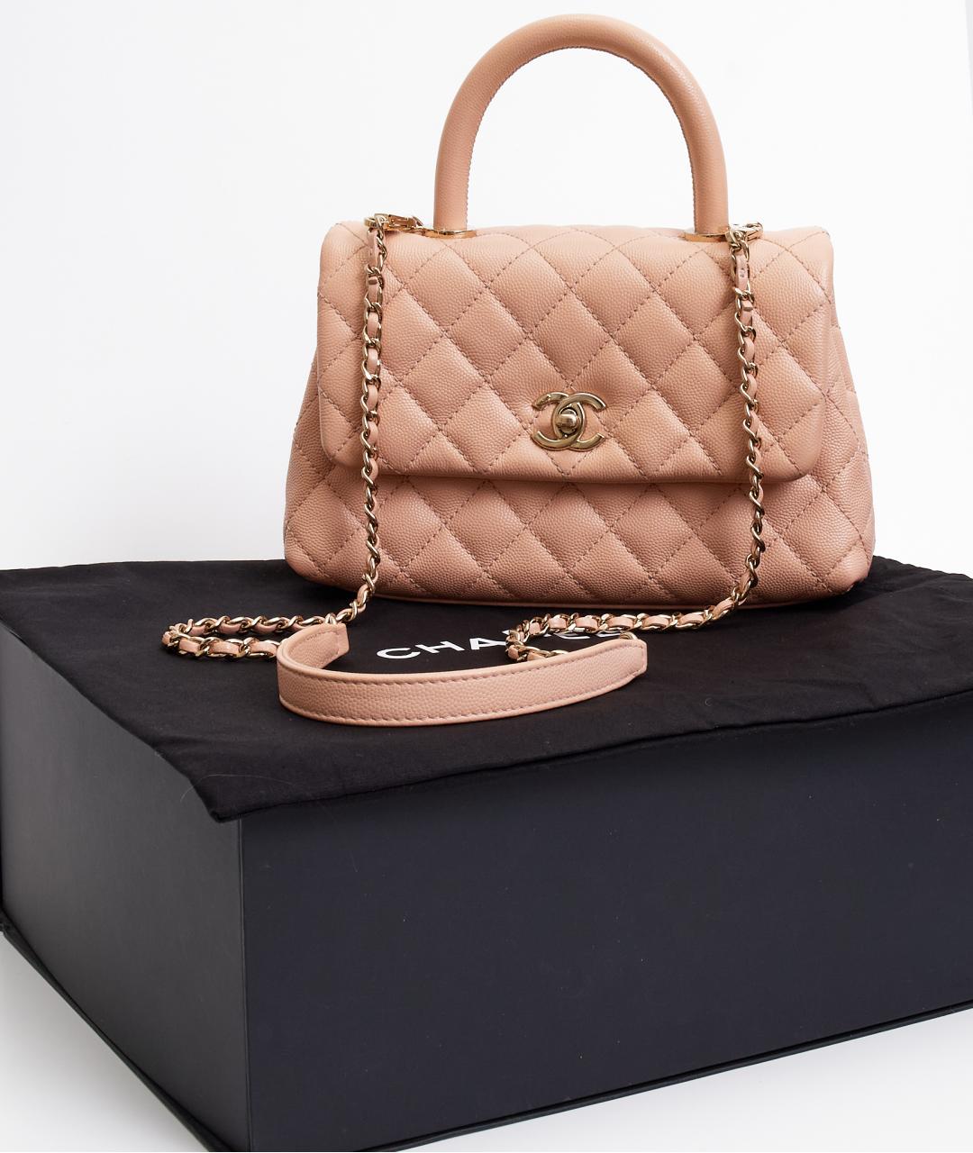 CHANEL Розовая кожаная сумка с короткими ручками, фото 3