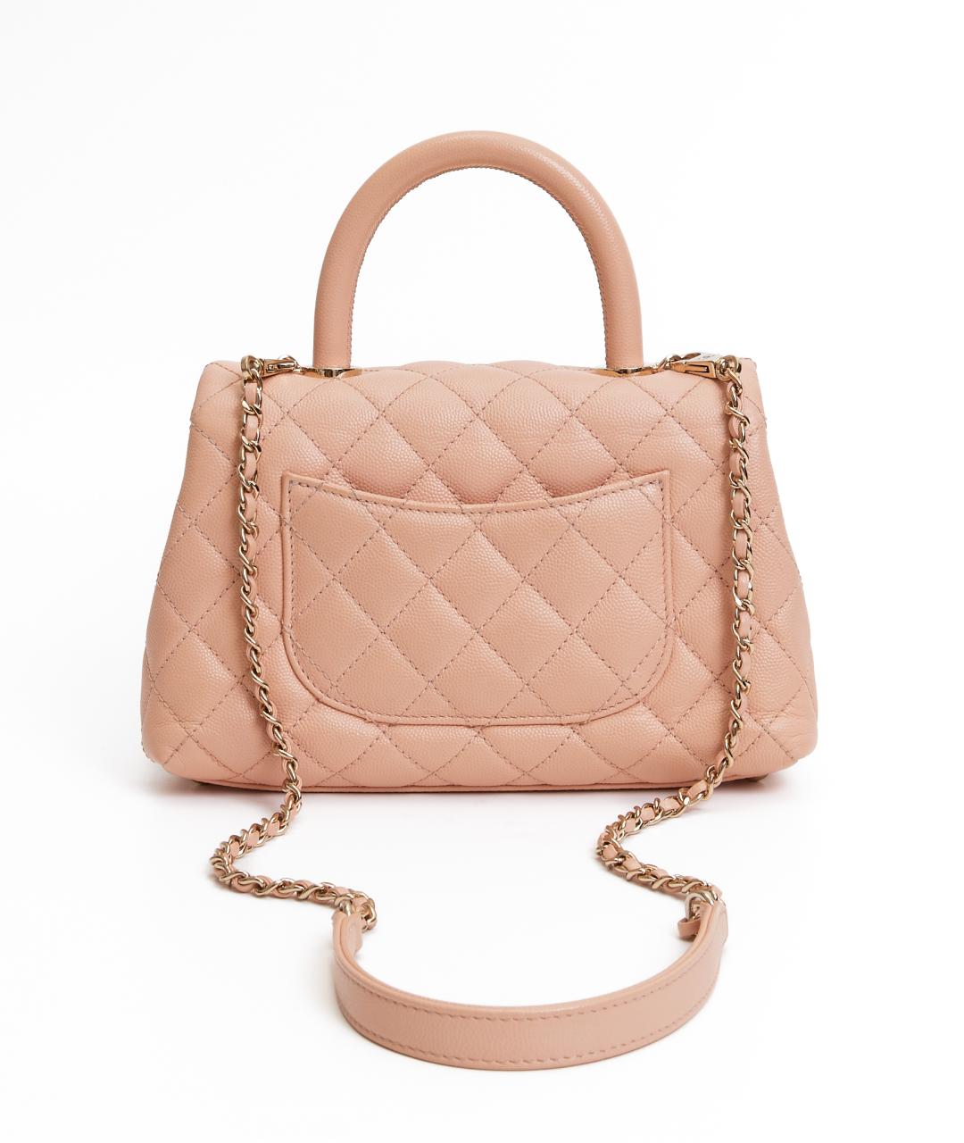 CHANEL Розовая кожаная сумка с короткими ручками, фото 7