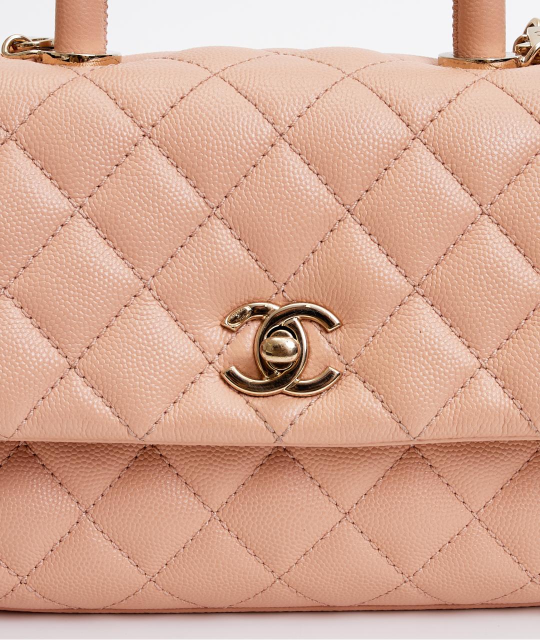 CHANEL Розовая кожаная сумка с короткими ручками, фото 4