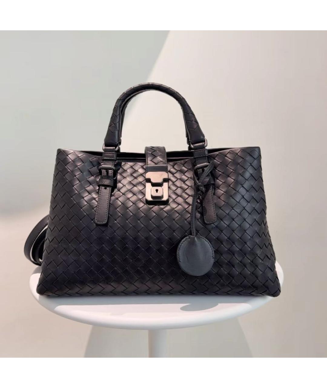 BOTTEGA VENETA Черная кожаная сумка с короткими ручками, фото 5