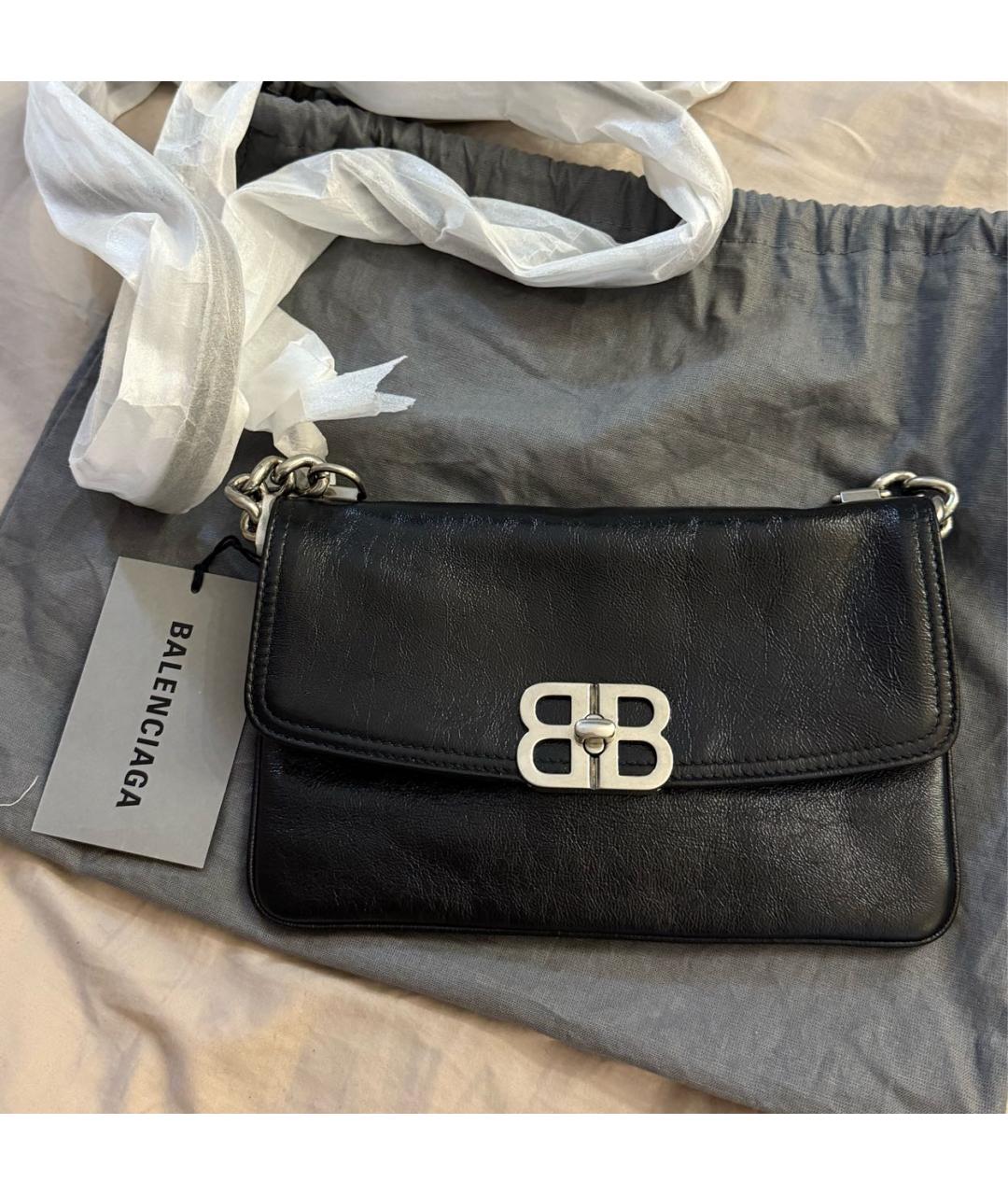 BALENCIAGA Черная кожаная сумка через плечо, фото 2