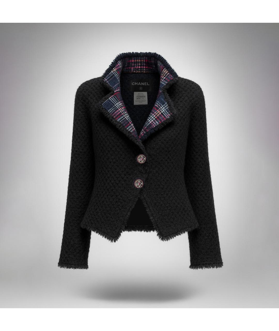 CHANEL Черный твидовый жакет/пиджак, фото 7