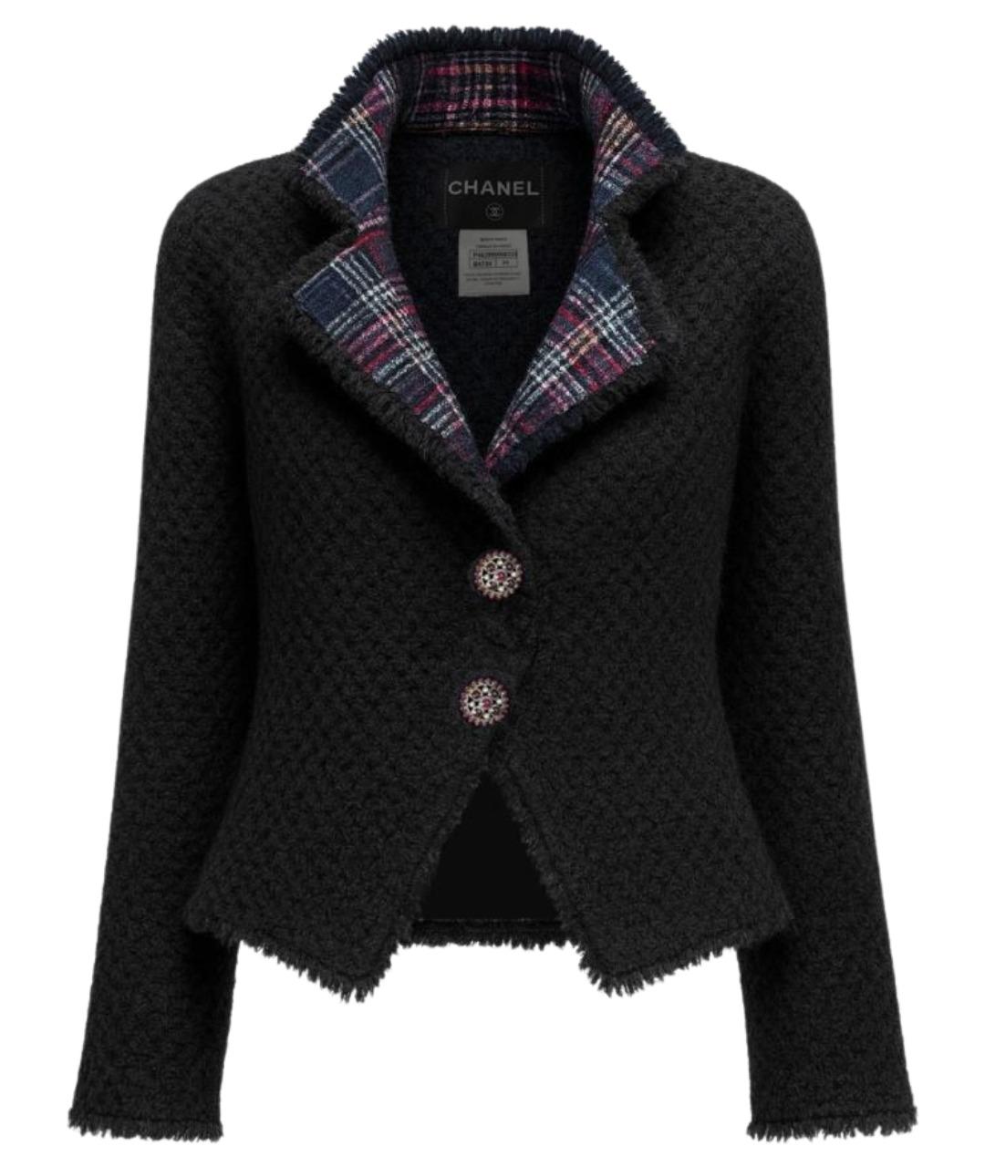 CHANEL Черный твидовый жакет/пиджак, фото 1