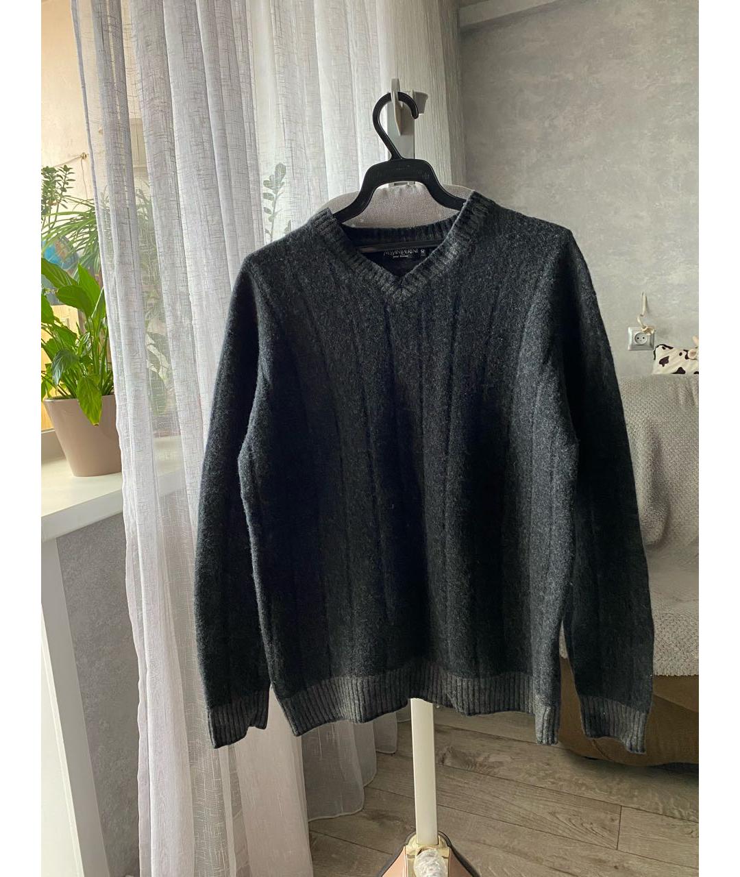 SAINT LAURENT Антрацитовый шерстяной джемпер / свитер, фото 8