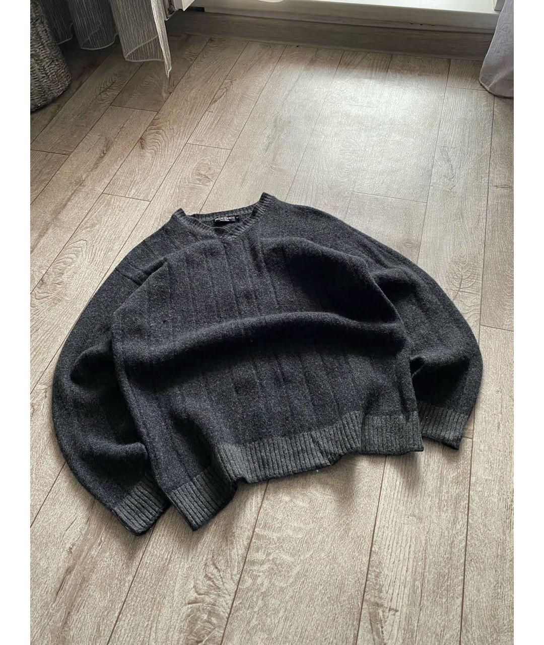 SAINT LAURENT Антрацитовый шерстяной джемпер / свитер, фото 2