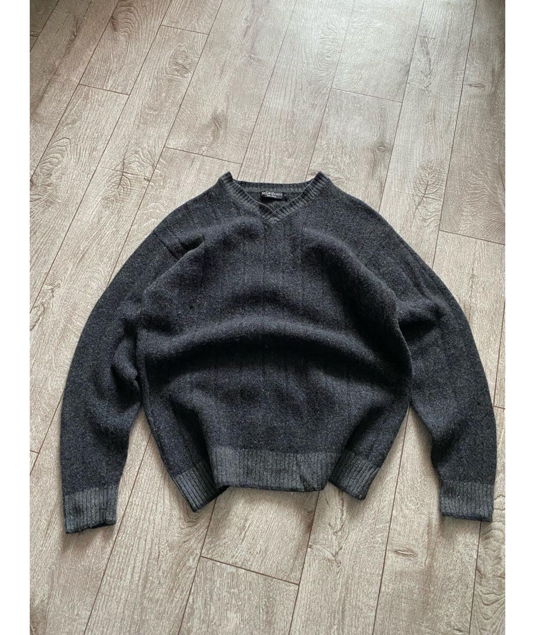 SAINT LAURENT Антрацитовый шерстяной джемпер / свитер, фото 6