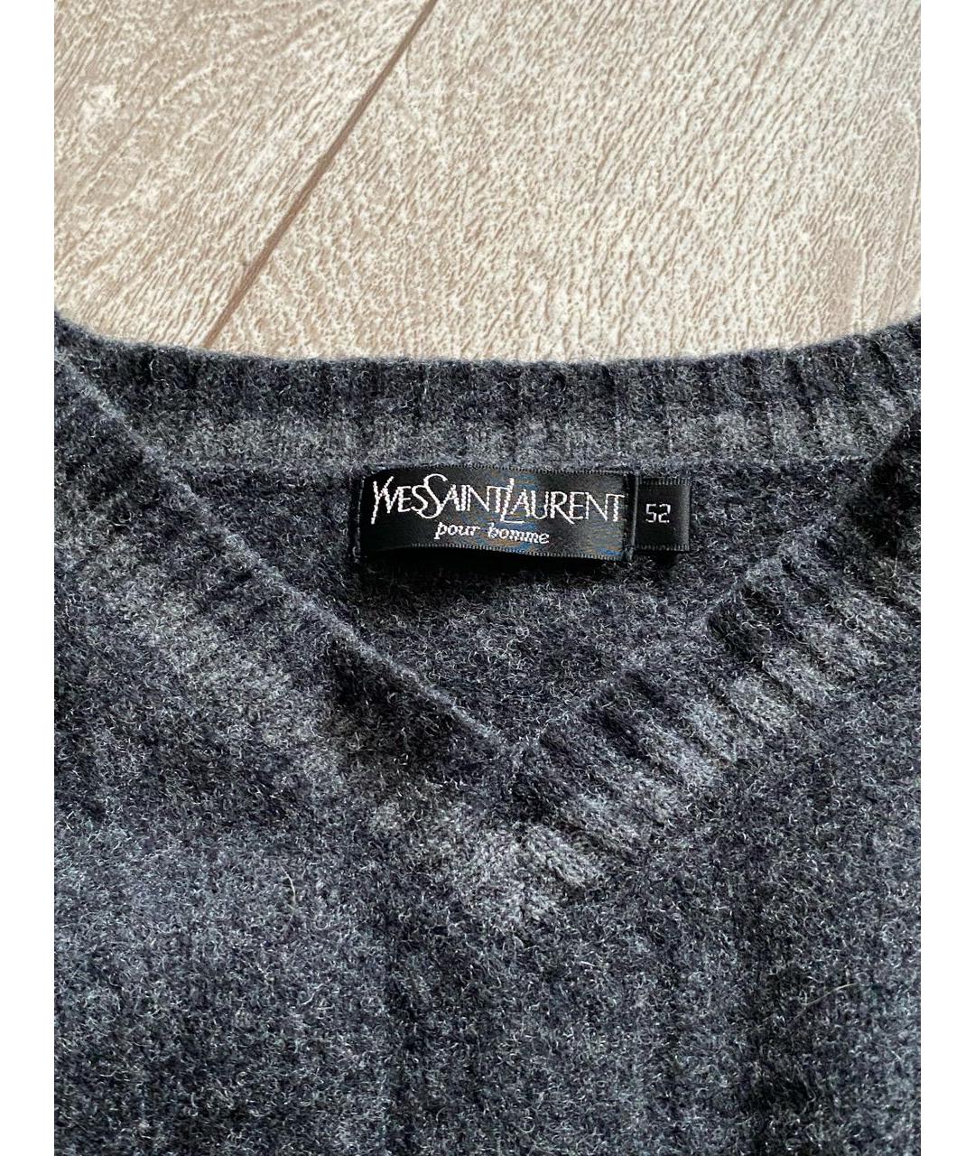 SAINT LAURENT Антрацитовый шерстяной джемпер / свитер, фото 3
