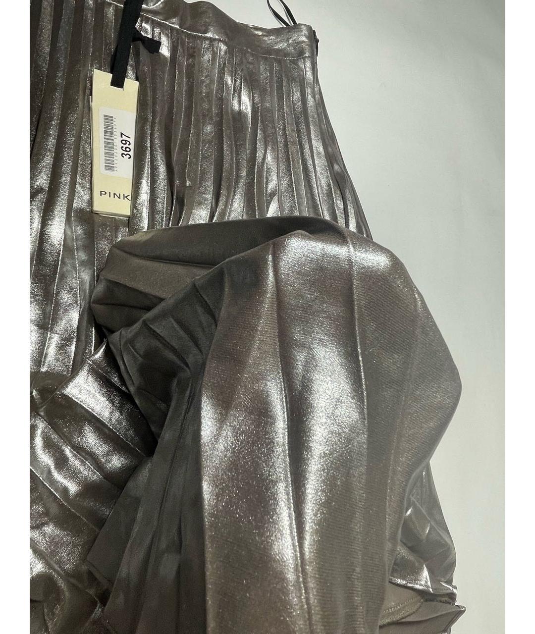 PINKO Серебряная полиэстеровая юбка миди, фото 3