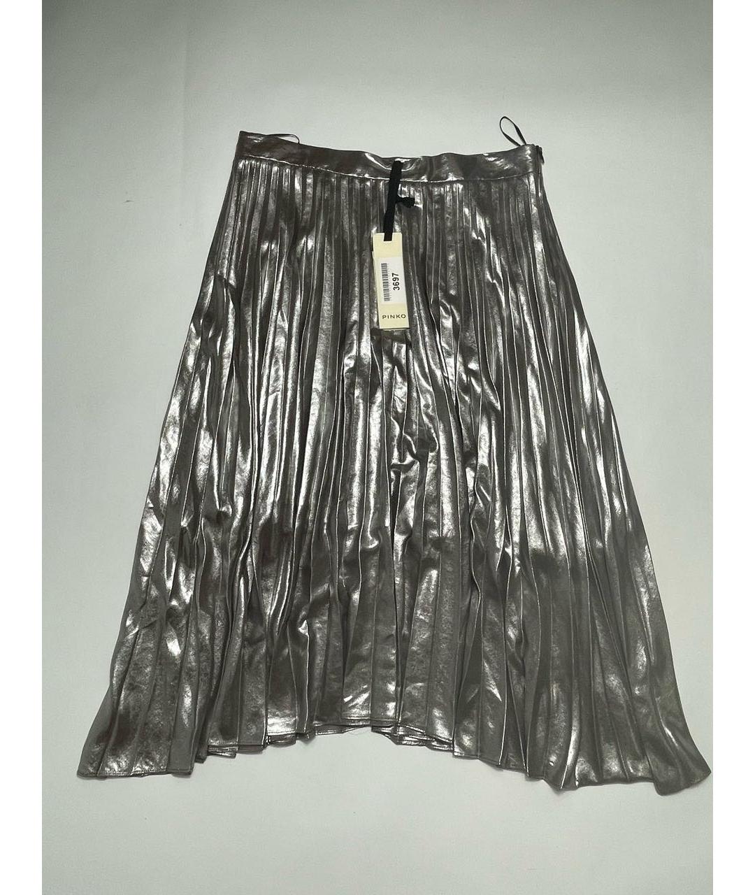 PINKO Серебряная полиэстеровая юбка миди, фото 7