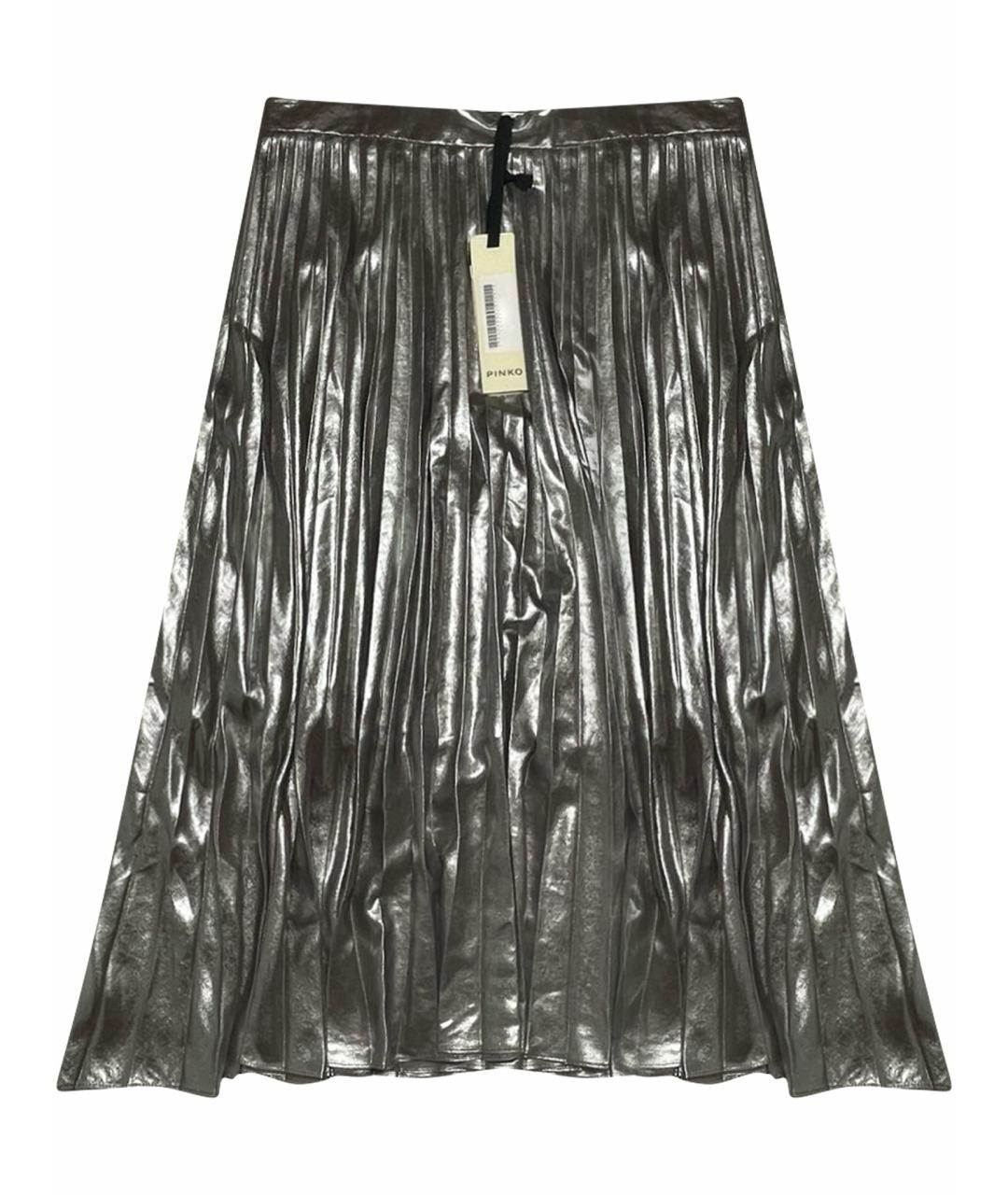 PINKO Серебряная полиэстеровая юбка миди, фото 1
