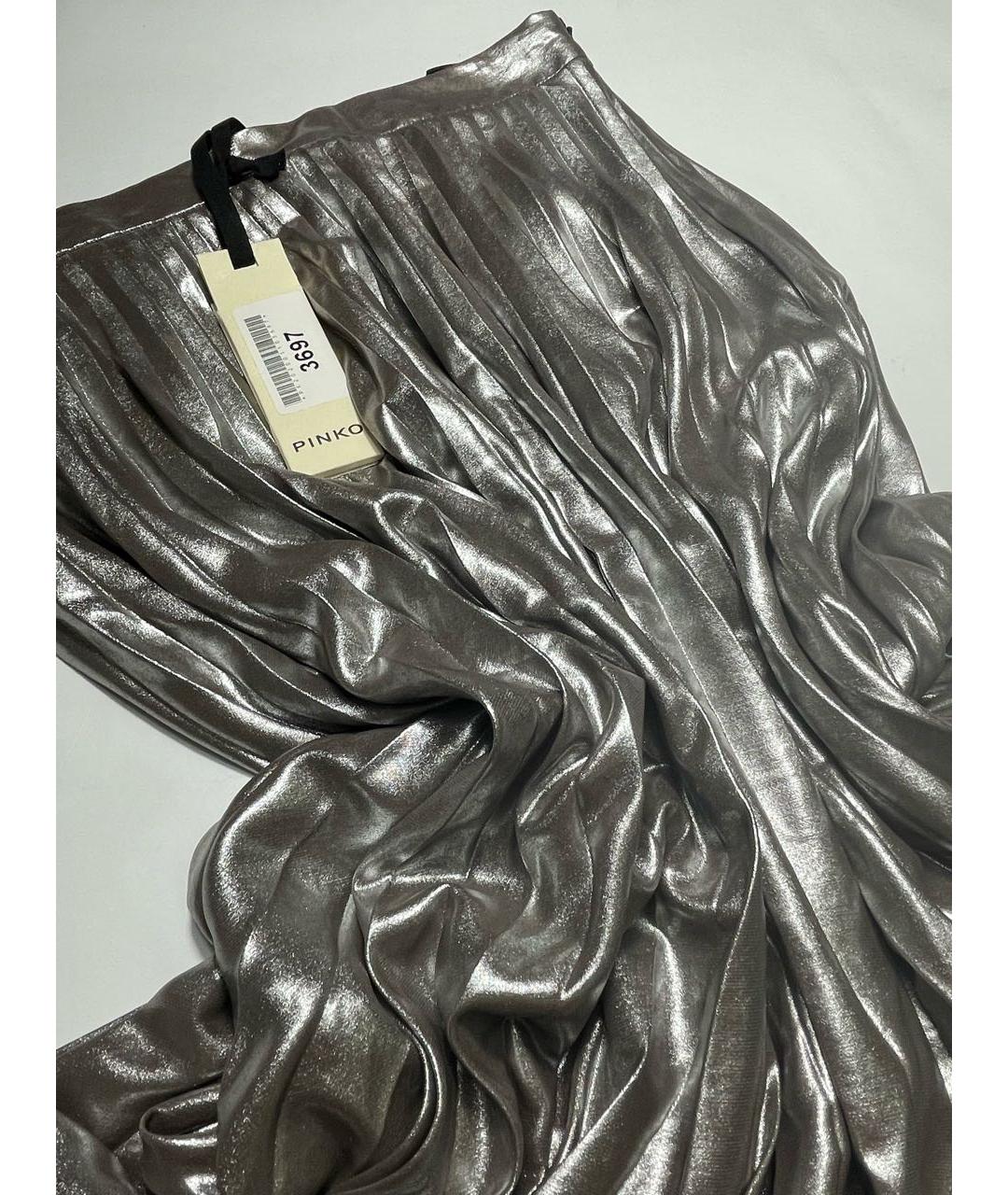 PINKO Серебряная полиэстеровая юбка миди, фото 5