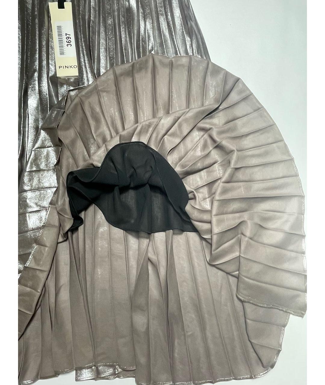 PINKO Серебряная полиэстеровая юбка миди, фото 2