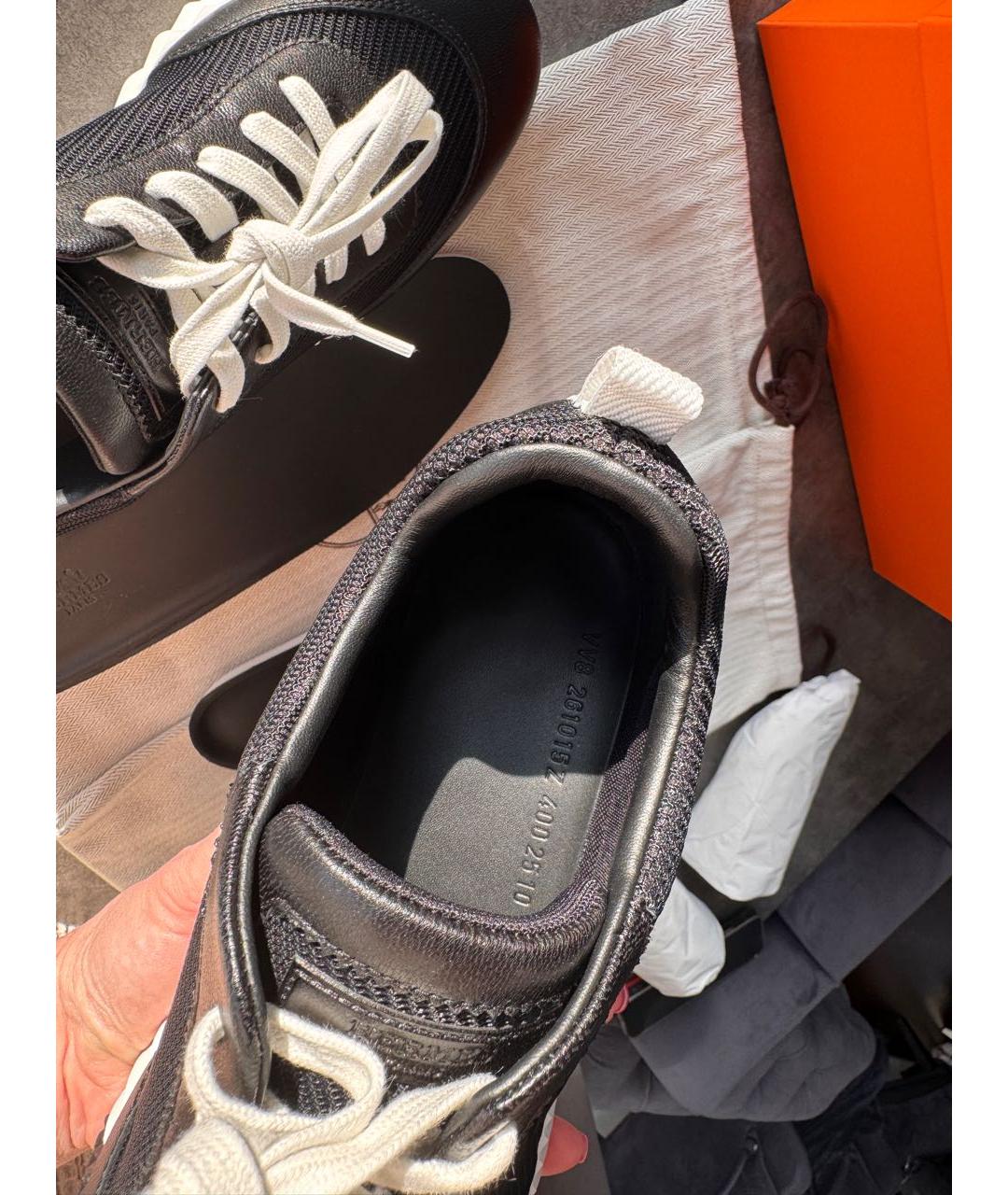 HERMES Черные кожаные кроссовки, фото 6