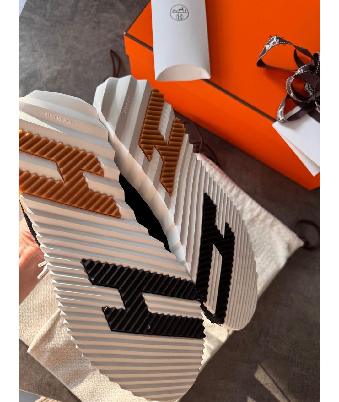 HERMES Черные кожаные кроссовки, фото 7