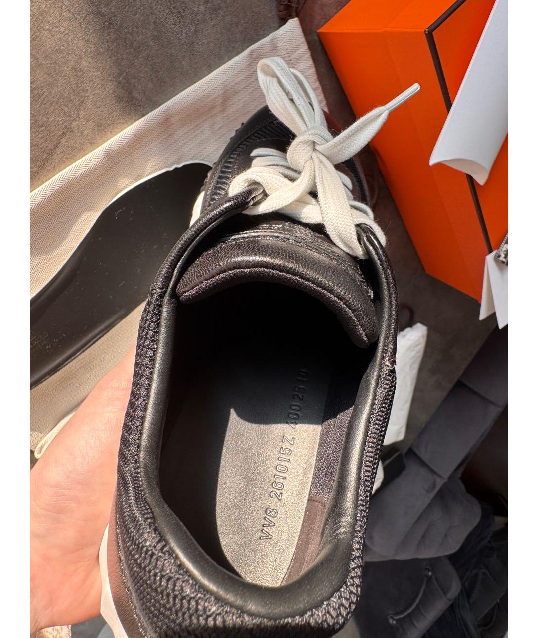 HERMES Черные кожаные кроссовки, фото 8